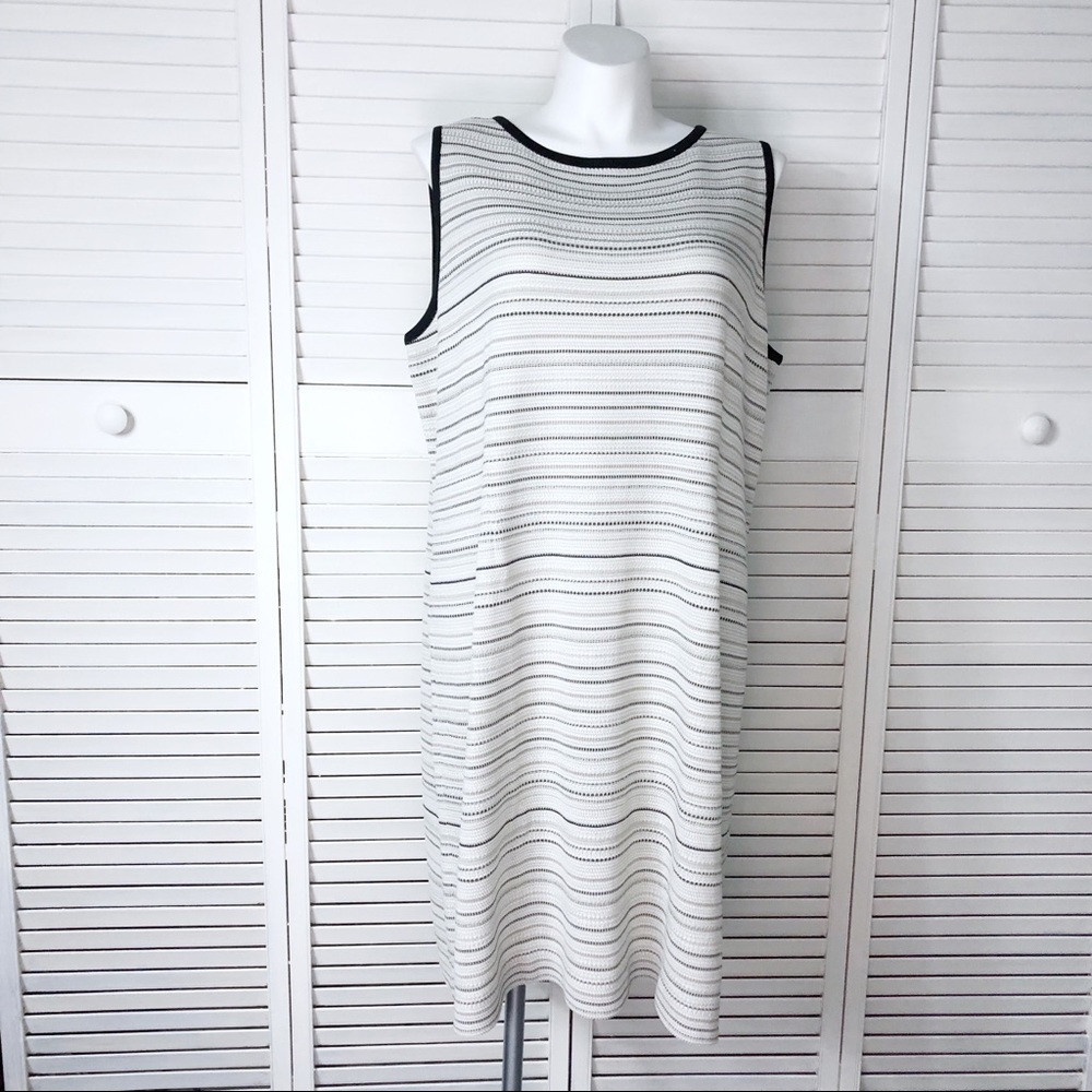 Misook striped knit sleeveless sheath dress
